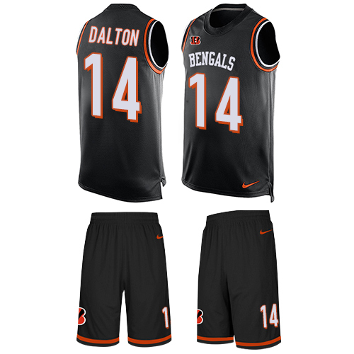 Men's Limited Andy Dalton Nike Jersey Black - #14 Tank Top Suit NFL Cincinnati Bengals